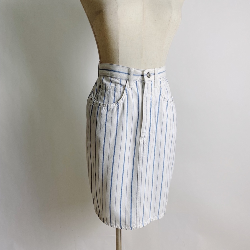 VINTAGE 90s GITANO Striped Denim Pencil Skirt